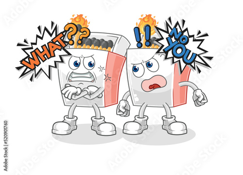matchbox arguing each other cartoon vector