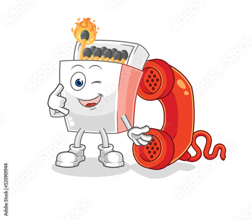 matchbox call mascot. cartoon vector