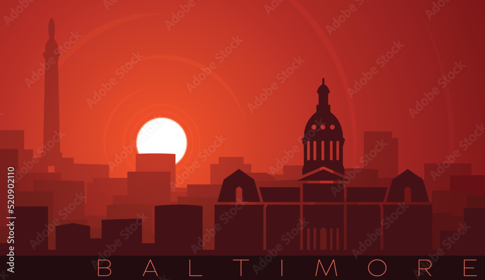 Baltimore Low Sun Skyline Scene