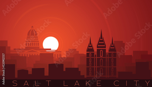 Salt Lake City Low Sun Skyline Scene