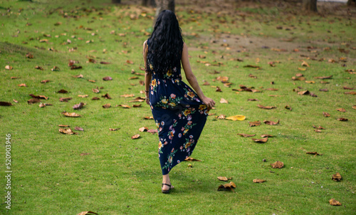 young woman in public square publishes model for media 