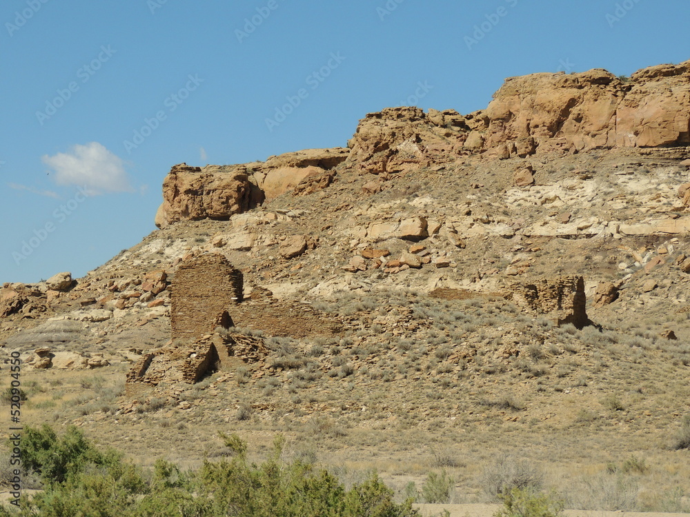 Desert mountains around ruins 