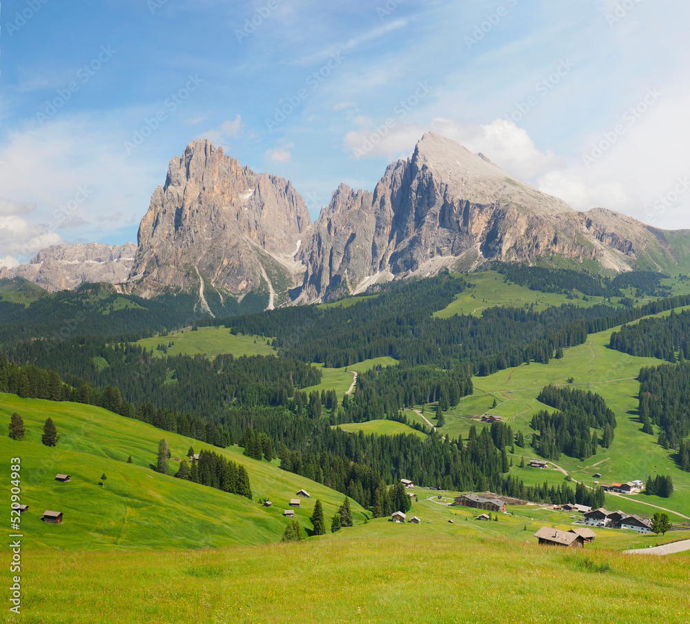 A Square Format Image of The Dolomite Mountains and the Surrounding Area on a Beautiful Sunny Day
