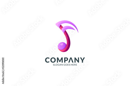 music note symbol logo, music logo in simple design concept