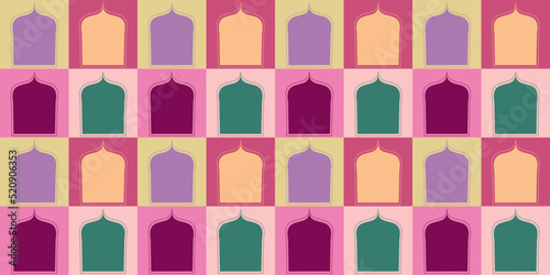 vector illustration of colorful Islamic nuanced door or dome or window silhouette pattern