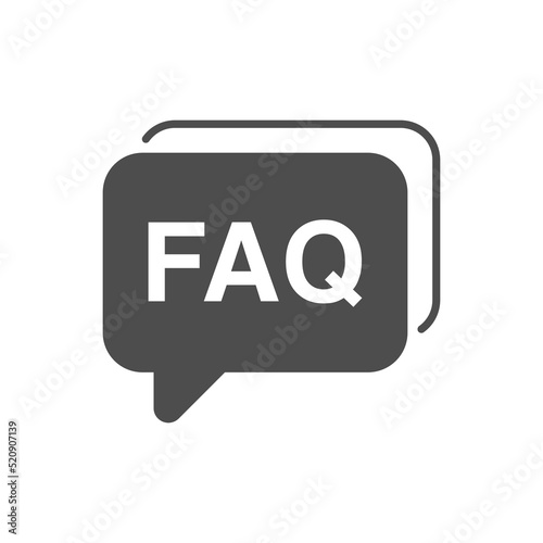 FAQ Vector Icon with grey color. FAQ illustration vector isolated in white background. Frequently asked question vector logo. Best used for mobile applications and web design.