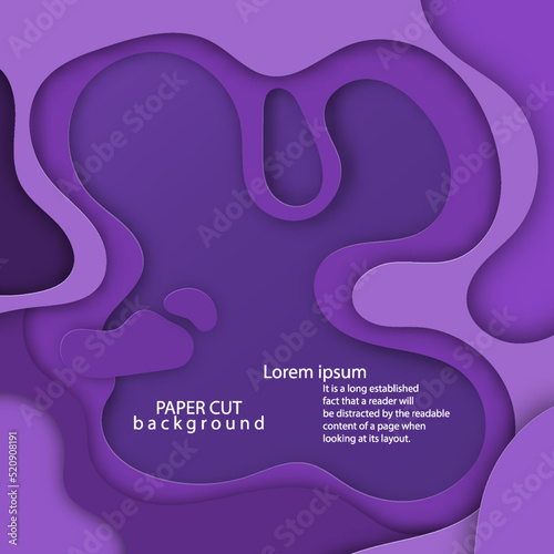 Banner with 3D paper cut design violet color. vector abstract background. layout blank use for text message presentations. purple color wallpaper.