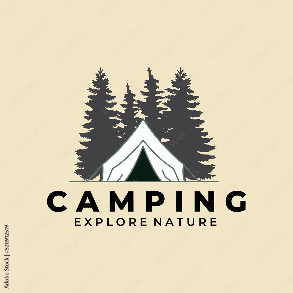 camping and outdoor logo template design for hiking