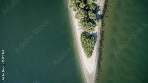 Danube river near Vidin, Bulgaria shot from above with a drone photo