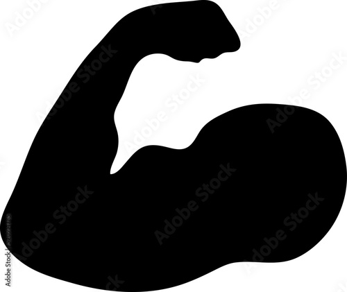 Bicep silhouette. Muscle Black vector icon on white background..eps