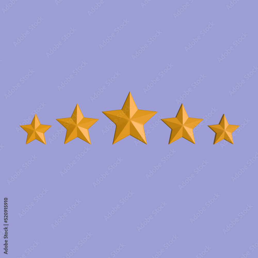 3D Render of 5 Stars Customer Review 3D Render of 5 Stars Customer Review