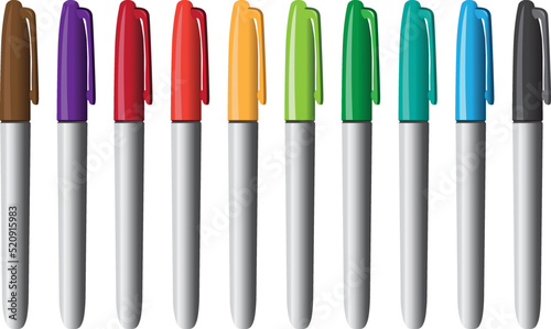 Set of colorful spidol permanent vector illustration
