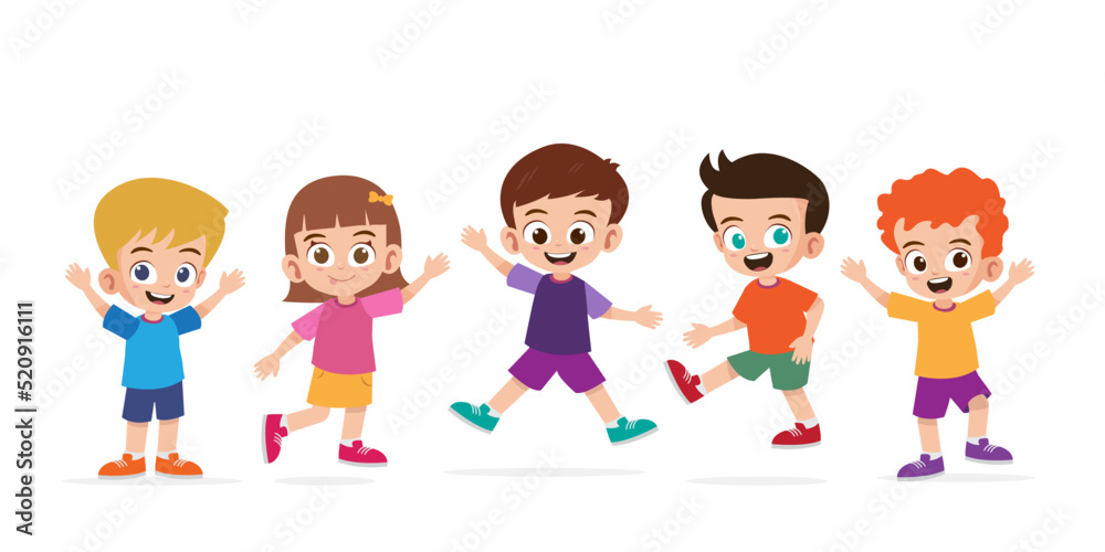 Group of children welcoming together and smiles vector illustration Group of children welcoming together and smiles vector illustration