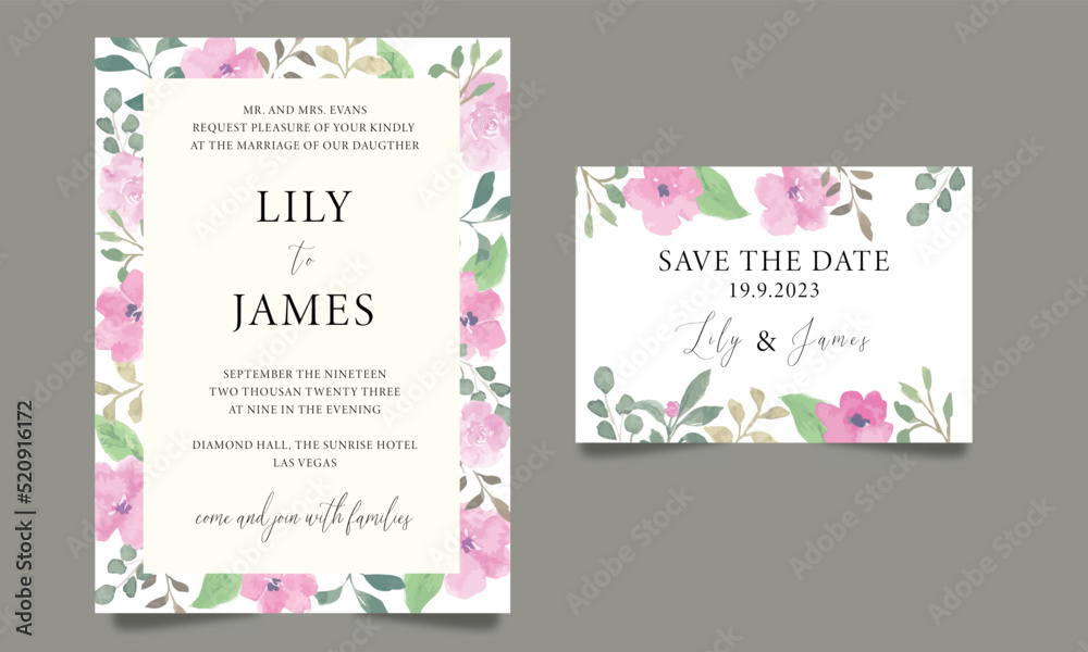 wedding invitation design with floral card