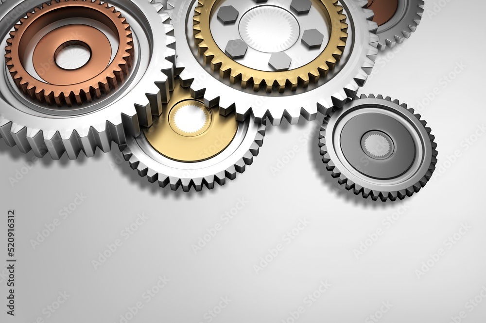 Classic gear wheel steel on gray background, Classic gear wheel steel on gray background,