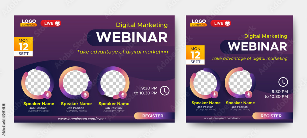 Marketing Strategies live webinar banner invitation and social media