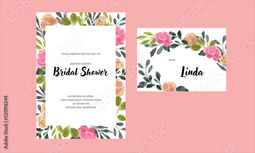 bridal shower invitation with floral watercolor