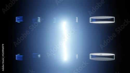 graphic of the slow motion lightning effect sparking in the blue technology capsule with abstract sequence on the scene digital sci-fi background, 3D rendering