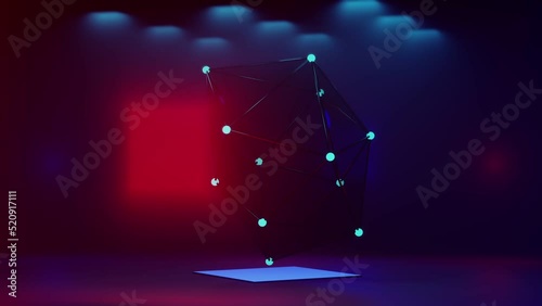 abstract sci-fi technology background object. The random geometry with a motion. processing of big data. Transfer, Network movement line, server, and hi-speed internet. 3D Animation
