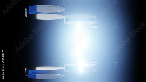 graphic of the slow motion lightning effect sparking in the blue technology capsule with abstract sequence on the scene digital sci-fi background, 3D rendering