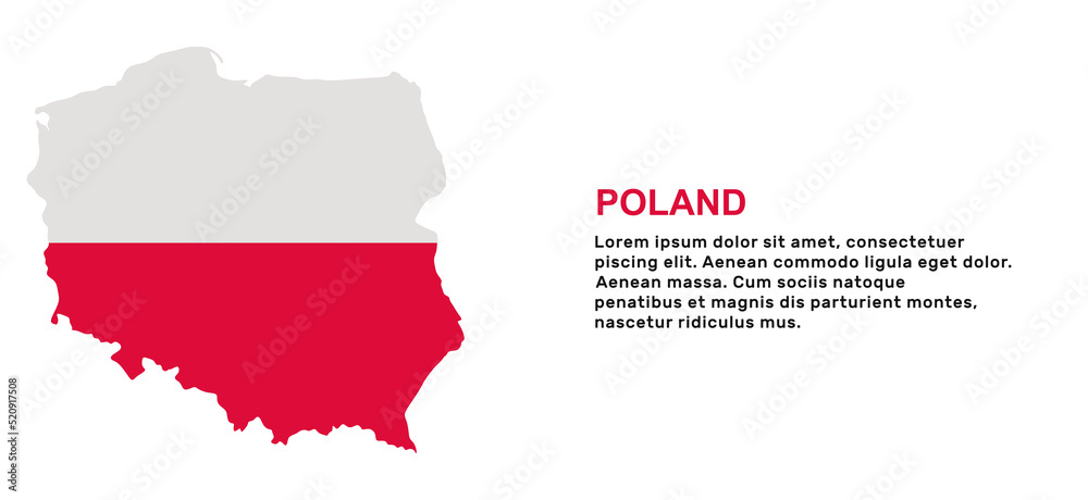 Fototapeta premium Poland flag banner template. vector illustration card with Poland flag in modern style. News banner with place for text