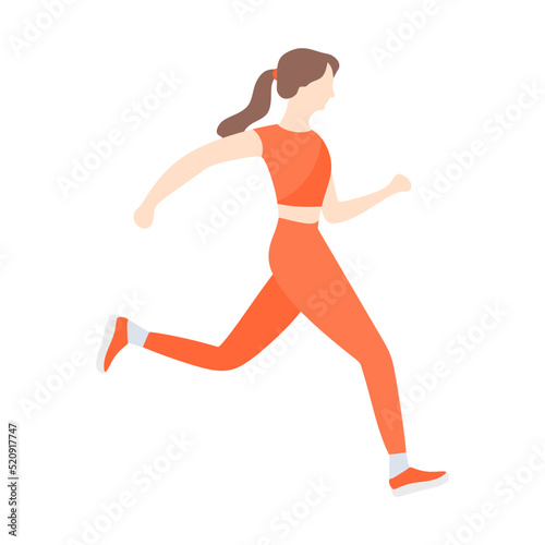 Woman runner in silhouette on a white background. Sportswoman exercising vector illustration. dynamic movement. Side view
