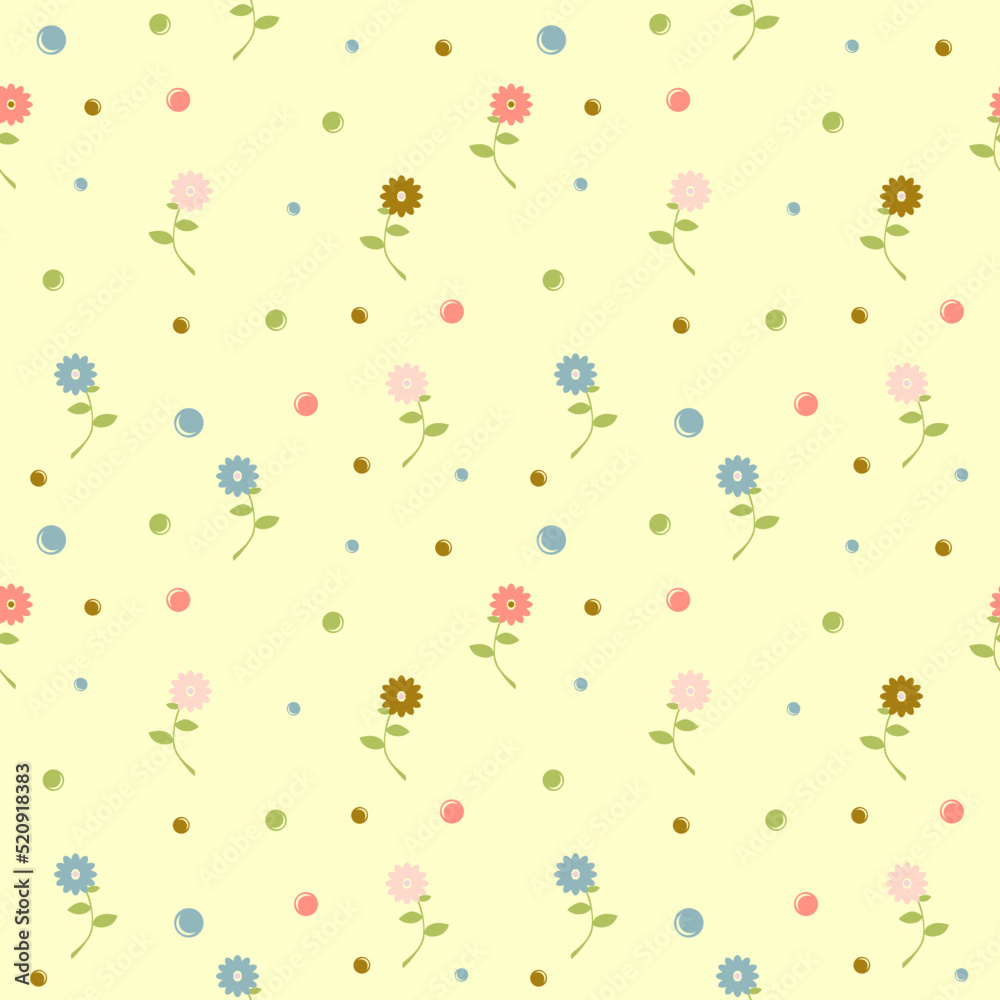 Baby background pattern template. Flowers and bubbles seamless pattern for wrapping paper Baby background pattern template. Flowers and bubbles seamless pattern for wrapping paper