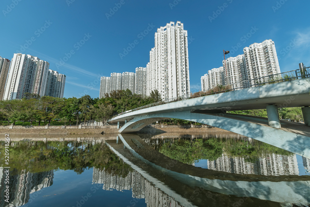 Naklejka premium High rise residential building in Hong Kong city