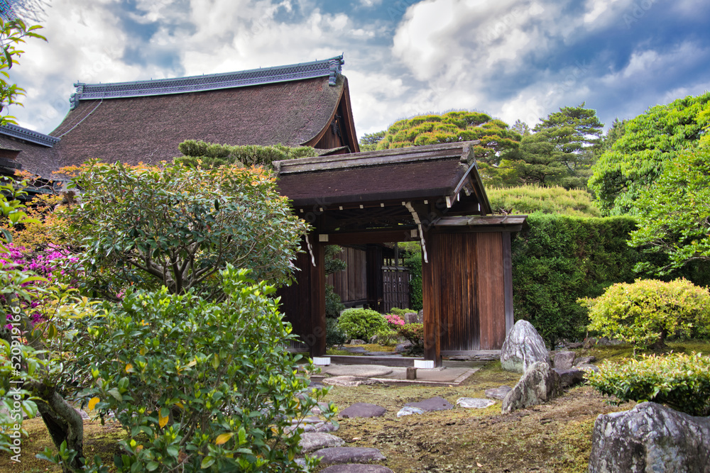 A gate of Ohanagoten inside Kyoto Imperial Palace.  Kyoto Japan
