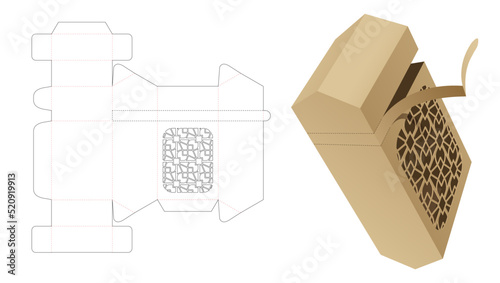 box die cut template and 3D mockup