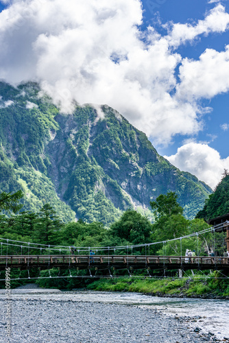 長野県松本市上高地の梓川と穂高連峰