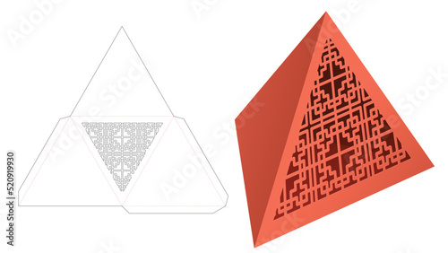 box die cut template and 3D mockup