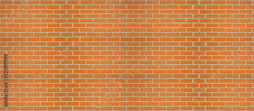 Panoramic red brick wall. Background image in the construction of a wide horizontal wall. Rectangular red brick. geometric seamless pattern