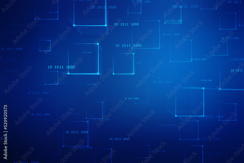 Binary Code Background, Digital Abstract technology background, flowing number one and zero text in binary code format in technology background. Internet Big data Concept