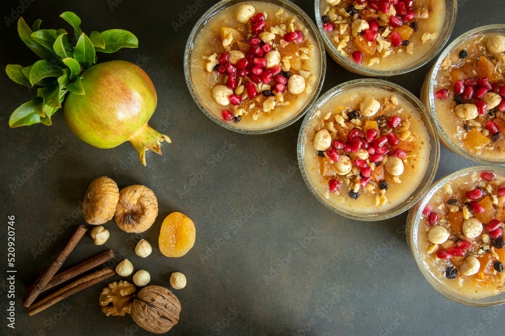 Traditional delicious Turkish dessert; Ashura (Asure) Traditional delicious Turkish dessert; Ashura (Asure)