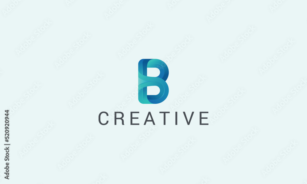 Obraz premium Letter B creative 3d blue colour technological logo