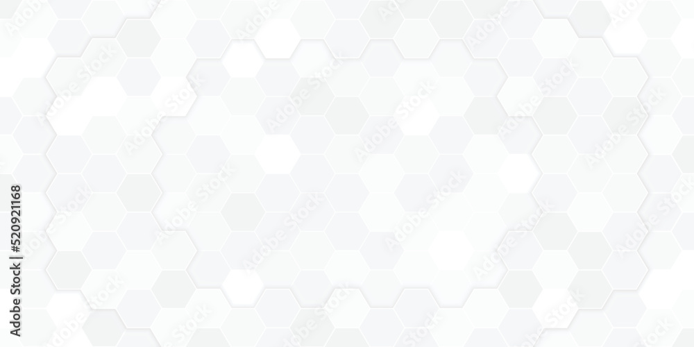 white abstract background with futuristic and hexagon concept use for business cover and card