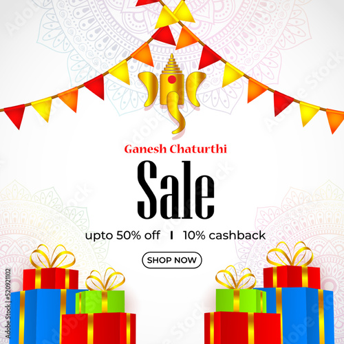 Indian festival Ganesh Chaturthi great sale, offer, discount banner-vector