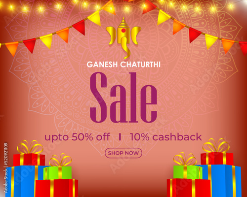 Indian festival Ganesh Chaturthi great sale, offer, discount banner-vector