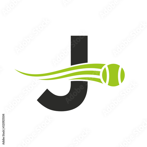 Letter J Tennis Club Logo Design Template. Tennis Sport Academy, Club Logo
