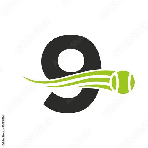 Letter 9 Tennis Club Logo Design Template. Tennis Sport Academy, Club Logo