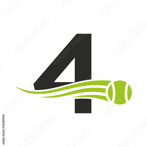 Letter 4 Tennis Club Logo Design Template. Tennis Sport Academy, Club Logo