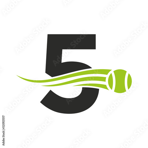 Letter 5 Tennis Club Logo Design Template. Tennis Sport Academy, Club Logo