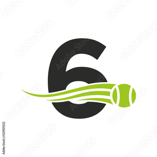 Letter 6 Tennis Club Logo Design Template. Tennis Sport Academy, Club Logo