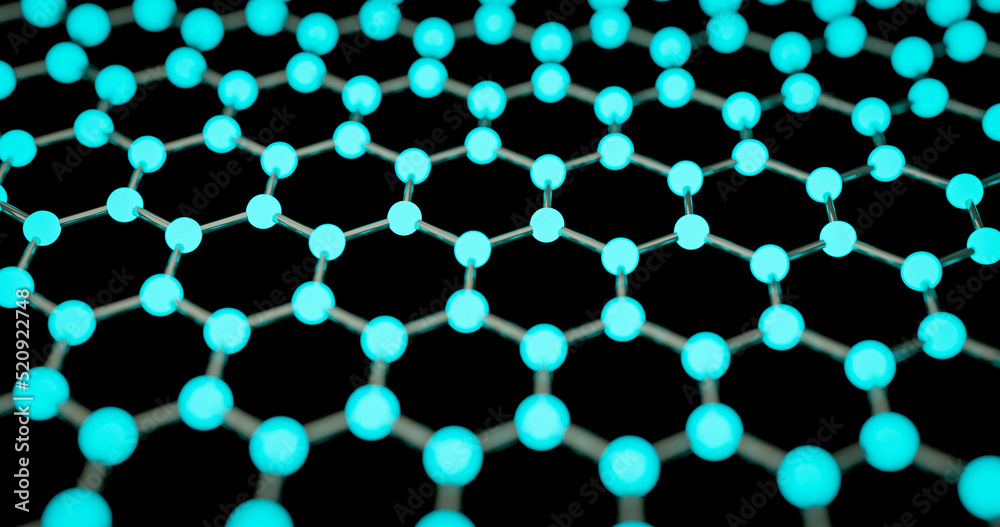 3d structure of the graphene or carbon surface, abstract nanotechnology hexagonal geometric form close-up, concept graphene atomic structure, concept graphene molecular structure.3d rendering. 3d structure of the graphene or carbon surface, abstract nanotechnology hexagonal geometric form close-up, concept graphene atomic structure, concept graphene molecular structure.3d rendering.
