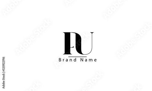 PU UP P U abstract vector logo monogram template