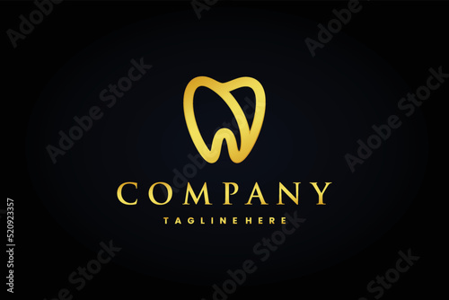 golden tooth logo in luxury style