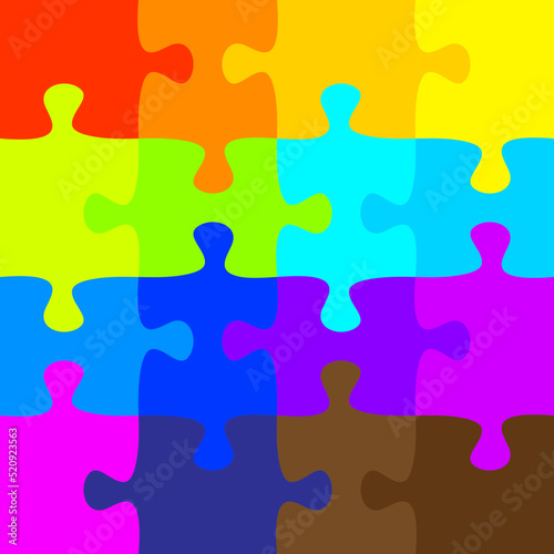 16 colorful jigsaw puzzle background vector.