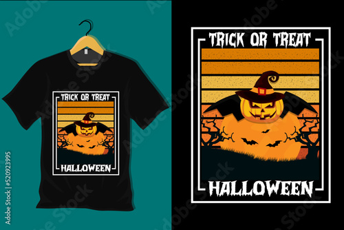Trick or Treat Halloween Retro Vintage T Shirt Design