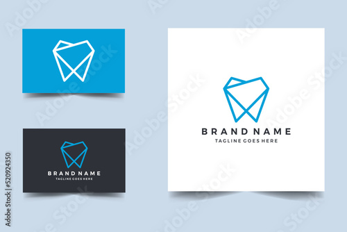 tooth origami logo design vector template